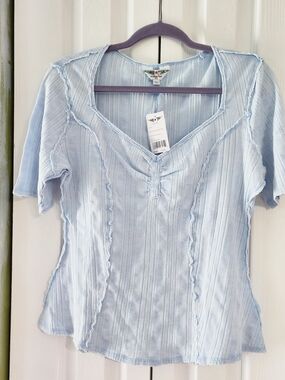 Hard Tail Light Blue Short Sleeve Ribbed Top